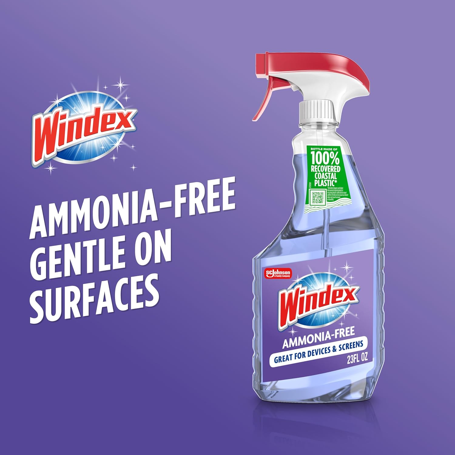 Windex Glass Cleaner Spray - Ammonia-Free Formula with Crystal Rain Scent | 23 Fl Oz Leak-Proof Bottle