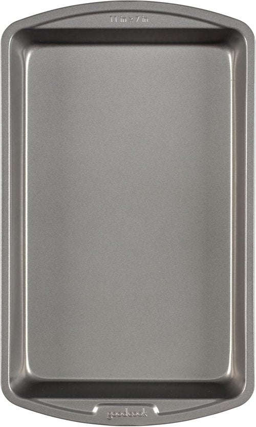 GoodCook Nonstick Steel Cake Baking Pan - 11 x 7 In for Brownies, Biscuits & Cakes | Gray Finish