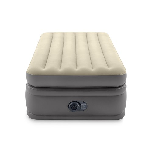 Intex 64161ED Twin Prime Comfort Elevated Air Mattress: Fiber-Tech – Twin Size – Built-in Electric Pump – 20in Bed Height – 300lb Weight Capacity