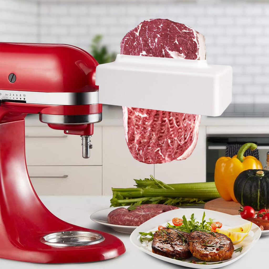 Meat Tenderizer for Kitchenaid, Meat Tenderize Attachment for Kitchenaid and Cuisinart Stand Mixer with Stainless Gears, White
