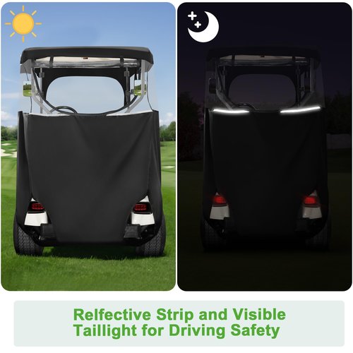 10L0L Golf Cart Black Enclosure Cover for 2 Passenger EZGO TXT, 4-Sided Clear Window Rain Cover All Weather Waterproof Windproof
