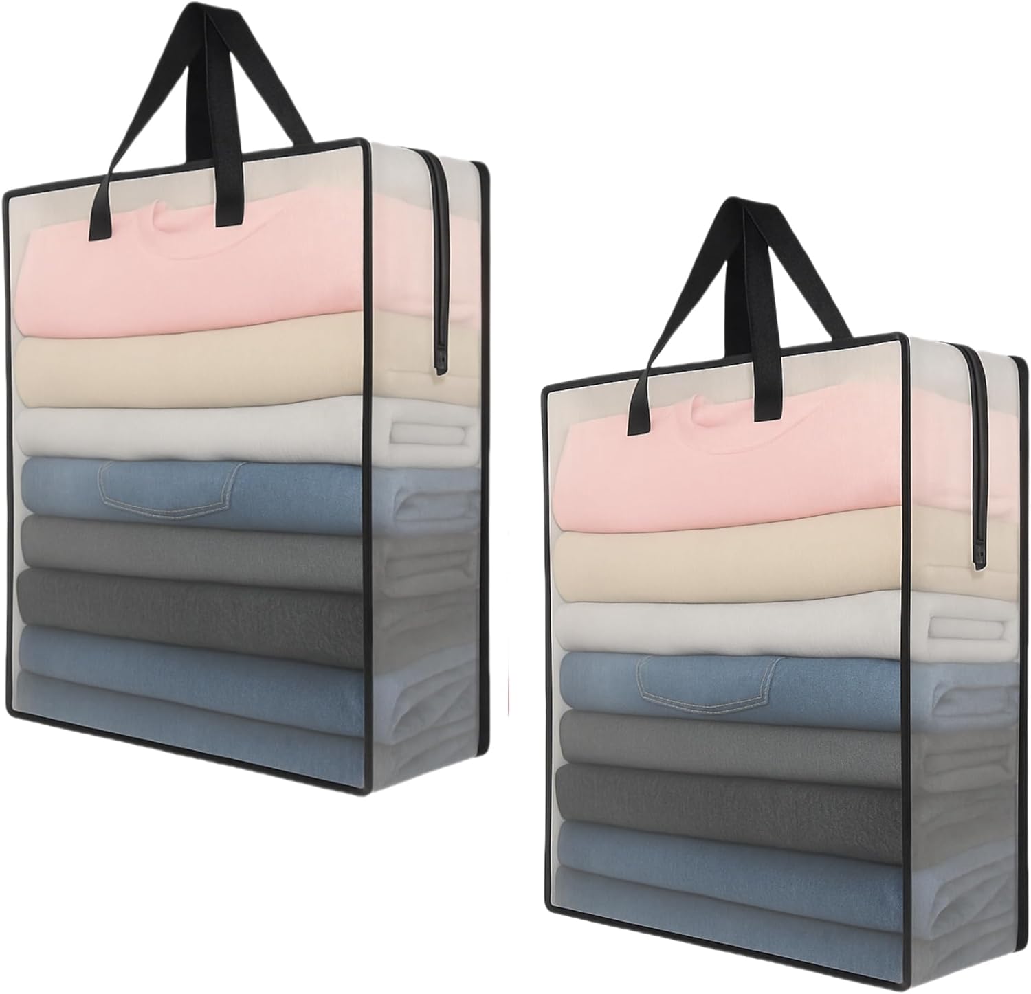 Clear Storage Bags by [Brand Name] - 2 Pack Zippered Blanket Bags for Closet & Underbed Organization