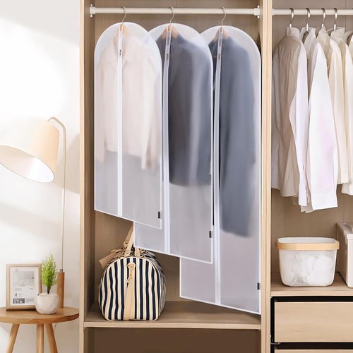 BALEINE 40'' Translucent Garment Bags - 6 Pack PEVA Dress Storage Bags for Closet (White)