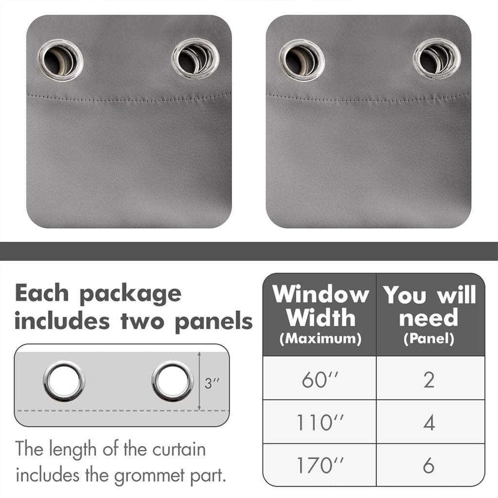 MIULEE Blackout Curtains - 84 Inch Long Thermal Insulated Drapes | Light Blocking Grommet Top Set in Grey