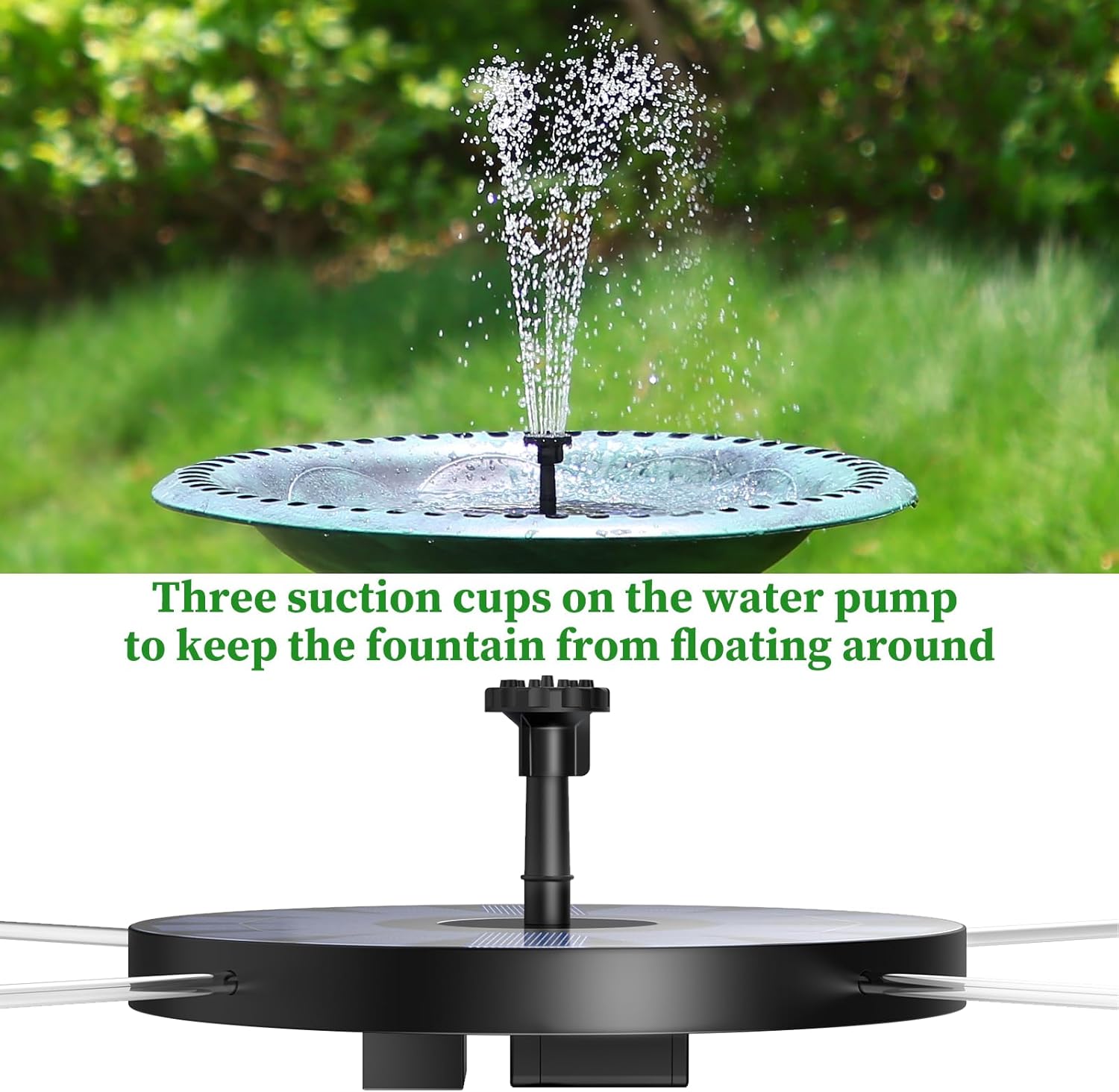 AISITIN Solar Fountain Pump - 2.5W Solar Powered Water Fountain with 8 Nozzles for Bird Baths & Gardens