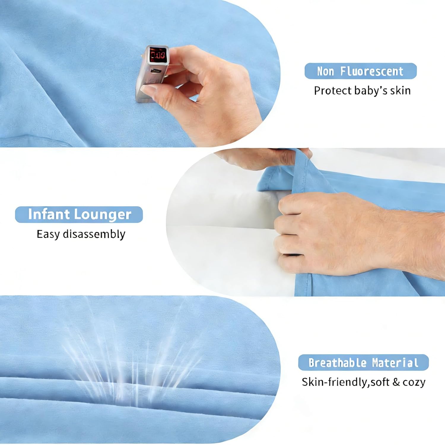 Skiennix 100% Cotton Baby Lounger - Washable Play Mat & Tummy Time Mat for 0-24 Months | Blue