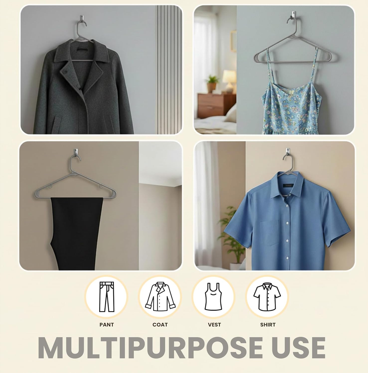 Utopia Home Plastic Hangers 30 Pack - Durable Space-Saving Clothes Hangers with Hooks (Grey)
