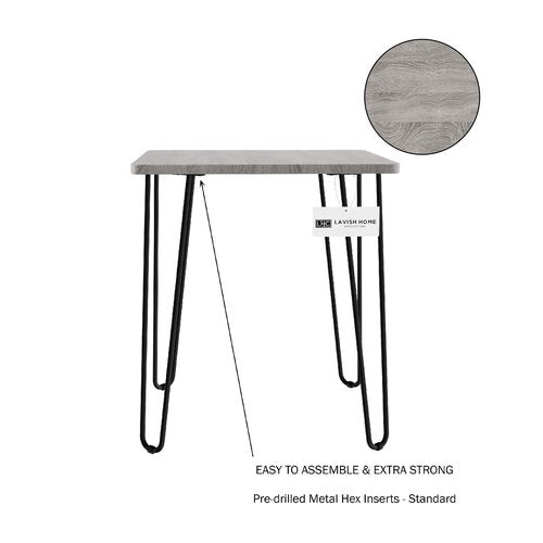 Modern End Table with Hairpin Legs - Industrial-Style, Woodgrain Finish, and Steel Accent Furniture for Living Room, Bedroom, or Office by Lavish Home