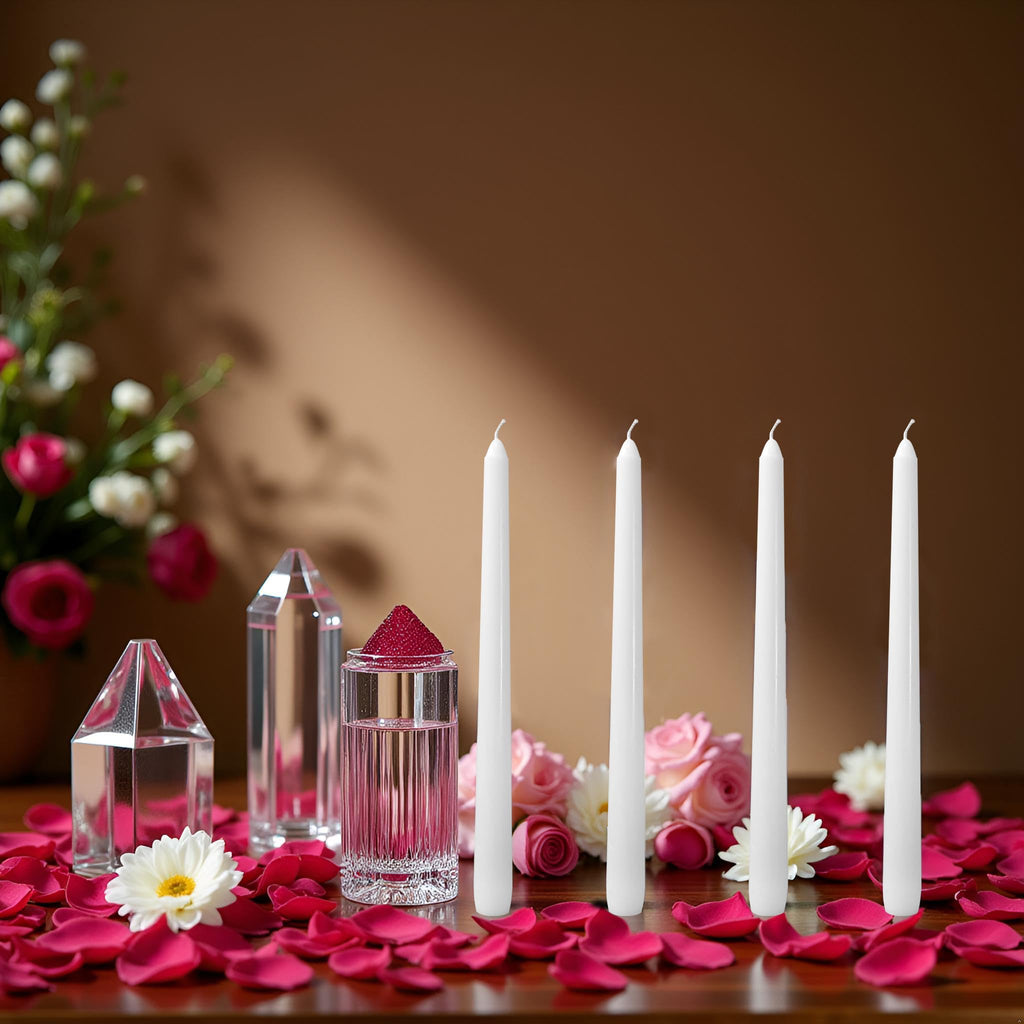 CANDLESEE 12 Pack White Taper Candles丨Taper Candles 10 Inch Dripless丨Unscented & Smokeless Candlesticks Bulk丨7-8 Hours Long Burning Tall Candles丨Ideal for Christmas Weddings Parties Dinner
