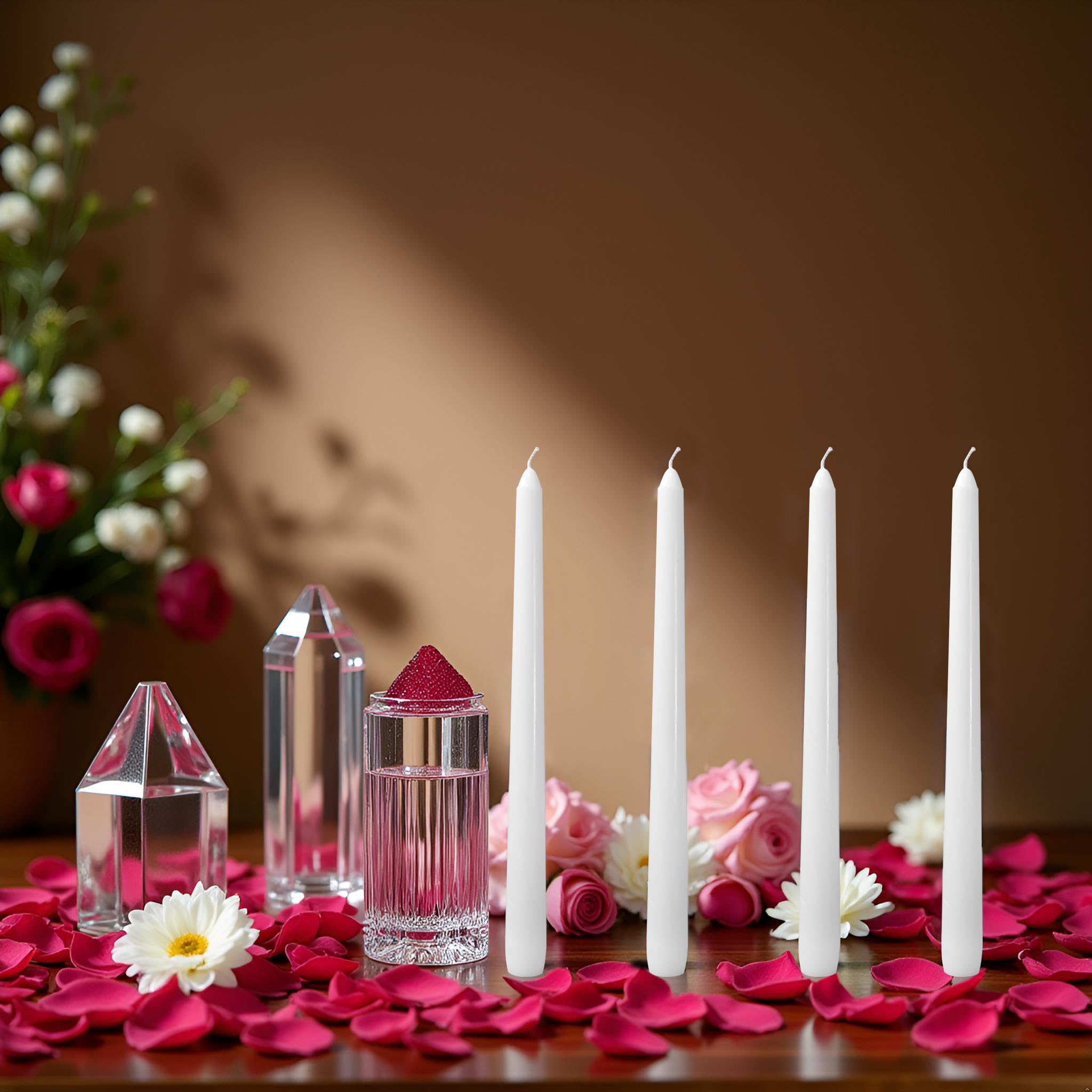 CANDLESEE 12 Pack White Taper Candles丨Taper Candles 10 Inch Dripless丨Unscented & Smokeless Candlesticks Bulk丨7-8 Hours Long Burning Tall Candles丨Ideal for Christmas Weddings Parties Dinner