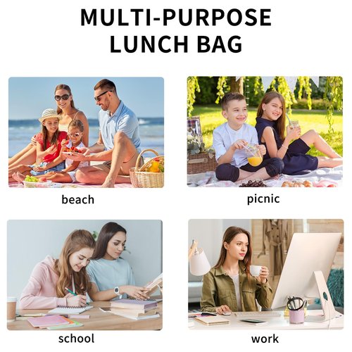 OYLOLA Lunch Bag Women Lunch Box for Women Adult Cute Insulated Lunch Bag Lager Cooler Lunch Tote Bags for Work Picnic (Beige-Brown Plaid)
