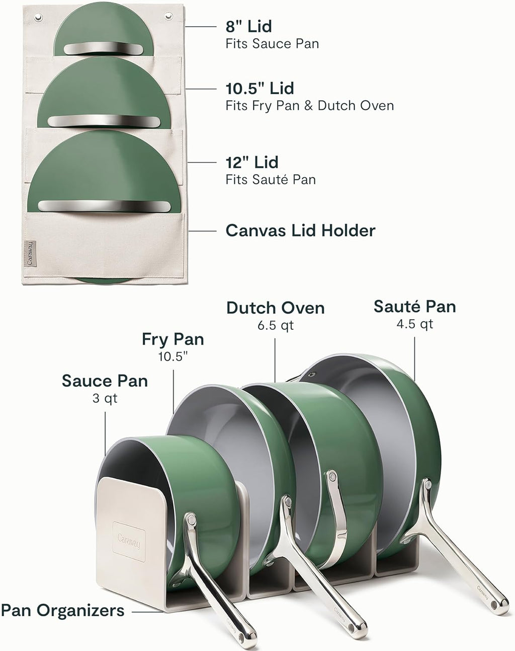 Caraway 23-Piece Nonstick Ceramic Cookware & Bakeware Set - Oven Safe, Non-Toxic - Sage Color