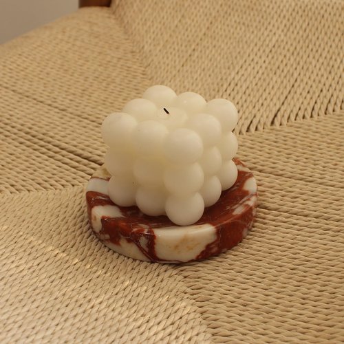 Natural Calacatta Red Marble Soap Dish, Round Small Jewelry Dish, Sponge Holder for Bathroom, Kitchen