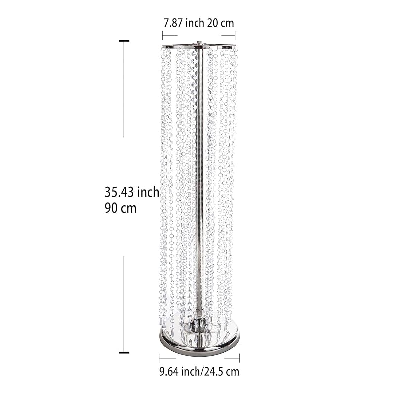 Silver Wedding Centerpiece Vases Set of 10 - 35.4in Tall Metal Acrylic Crystal Stands (Variation: Silver+10 Pc - 35.4inch)