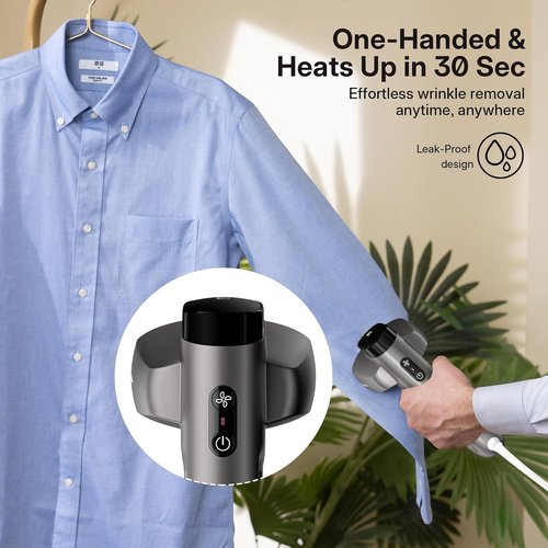 GKJ Handheld Clothes Steamer - 2-in-1 Portable Fabric & Garment Steamer with 2300Pa Suction | 118ml Water Tank