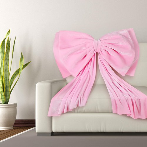 Weysat Large Pink Bow Decoration Soft Velvet 35x31 Inch Big Coquette Bow for Party Room Wall Decor, Giant Velvet Tie Hanging Birthday Party Gift Wedding Sofa Bedroom Living Room
