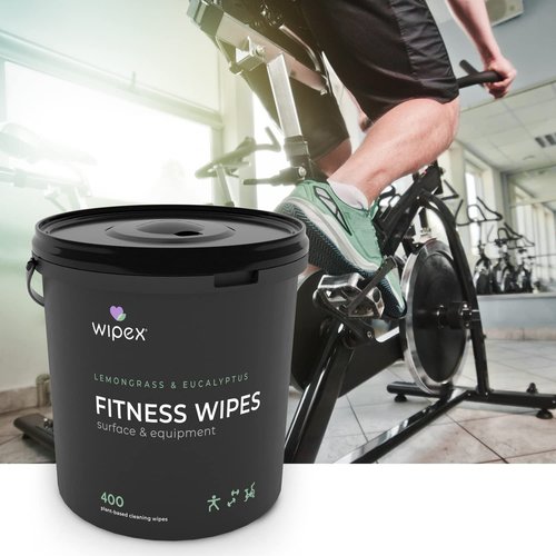 Wipex Fitness Wipes Bucket Refill Roll - Plant-based Fitness Equipment Wipes, Lemongrass, Eucalyptus & Vinegar to Clean Surfaces, Yoga Mat & Gym Cleaner and Peloton Bikes, 400 Count (Pack of 1)