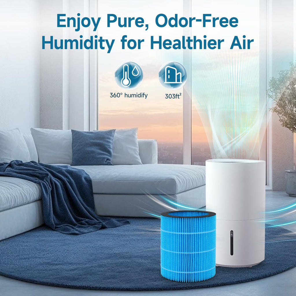 Harebery Polymer Fiber Filter for WaterFirst & Lamon MistFree Humidifier, High-Efficiency Filter Dust, Large Particles, 2 Pack