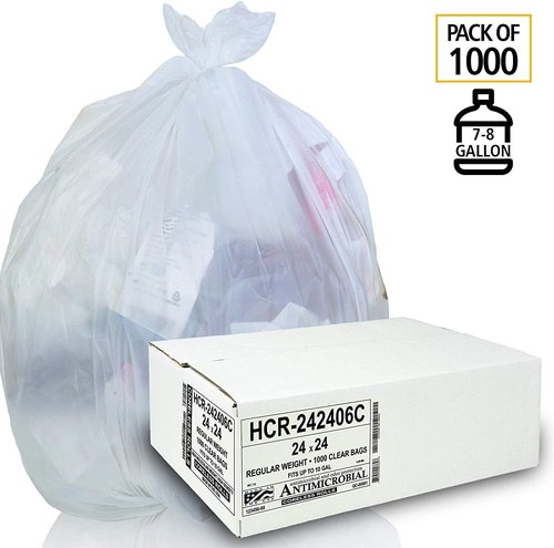 Aluf Plastics High Density Trash Bags - 10 Gallon, 1000 Count, 6 Micron, Clear | Ideal for Office & Industrial Use
