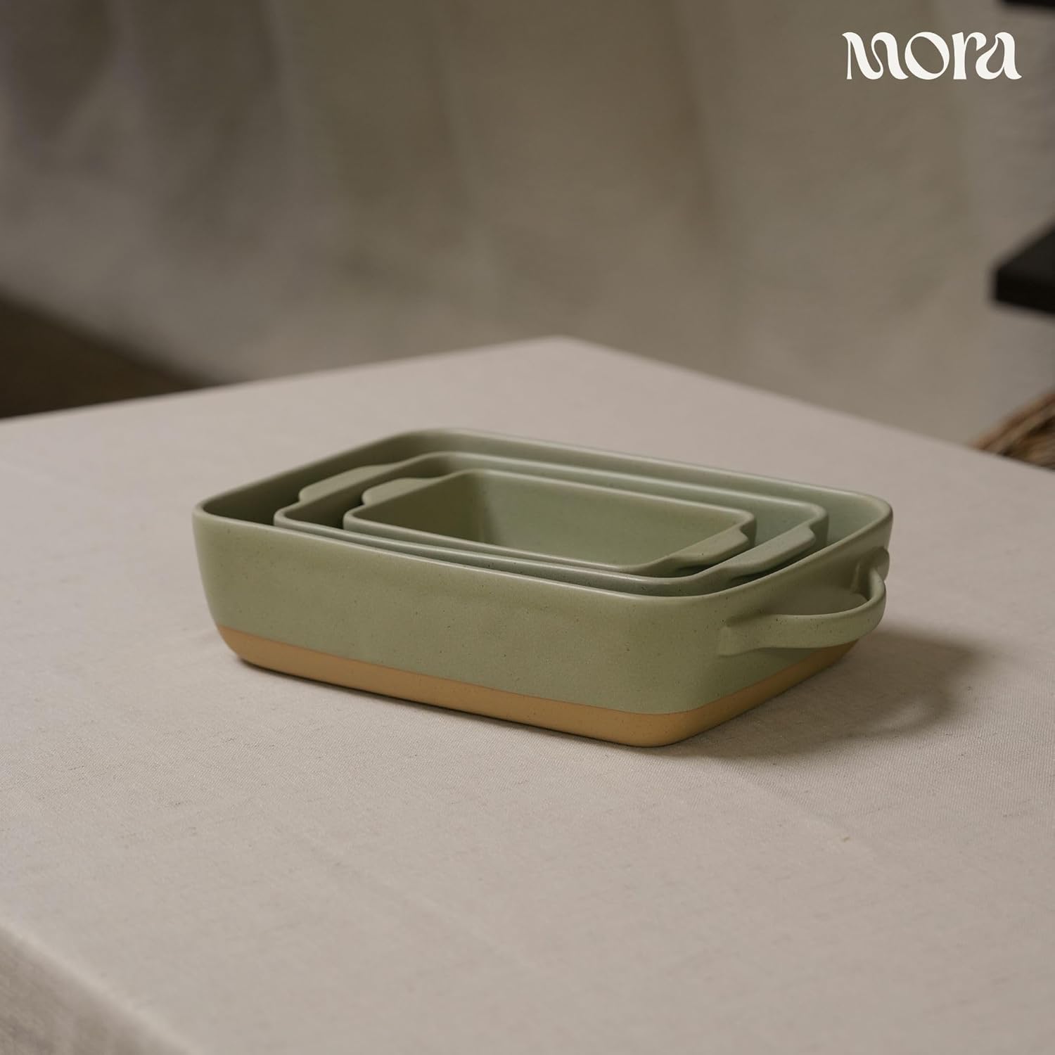 Mora Ceramic Baking Dish - Extra Deep 9x13 in Casserole Pan with Handles | Versatile Porcelain Bakeware in Thyme