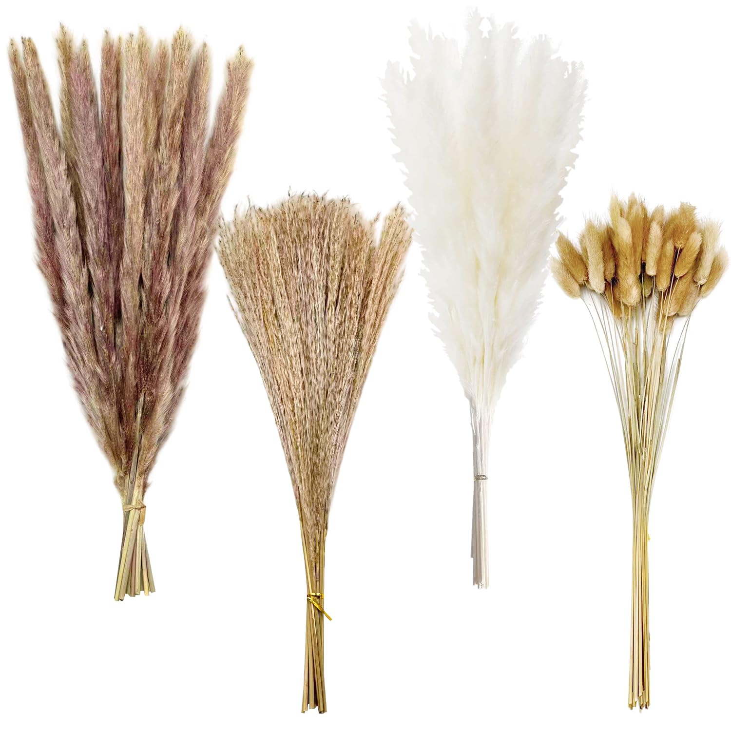 Gumingm Dried Pampas Grass Decor, 100 Stems Bouquet with Bunny Tails & Reed Grass, Boho Dried Flowers for Wedding, Home Table Centerpieces, Rustic Farmhouse Party Decorations