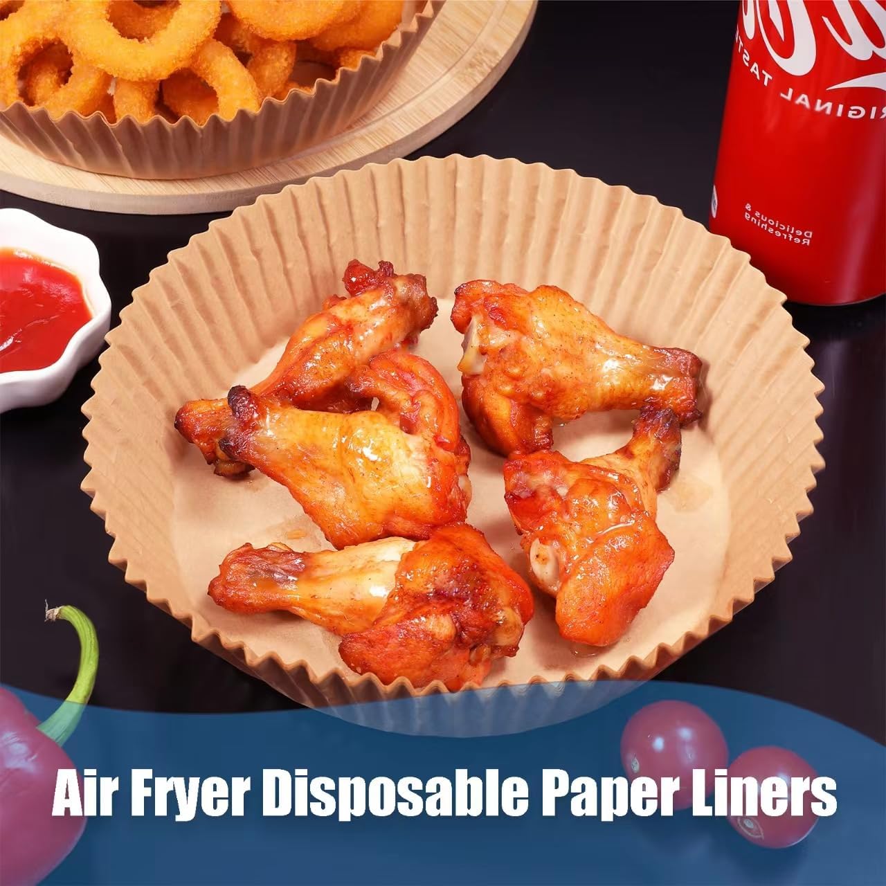 Skiennix Air Fryer Paper Liners - Non-Stick Disposable Parchment for 3-5QT Air Fryers | 100PCS, 6.5 Inch