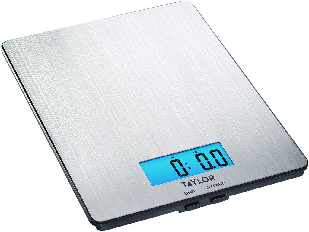 Taylor Stainless Steel Digital Kitchen Scale - Ultra-Thin Design, 11lb Capacity, Sleek Silver Finish