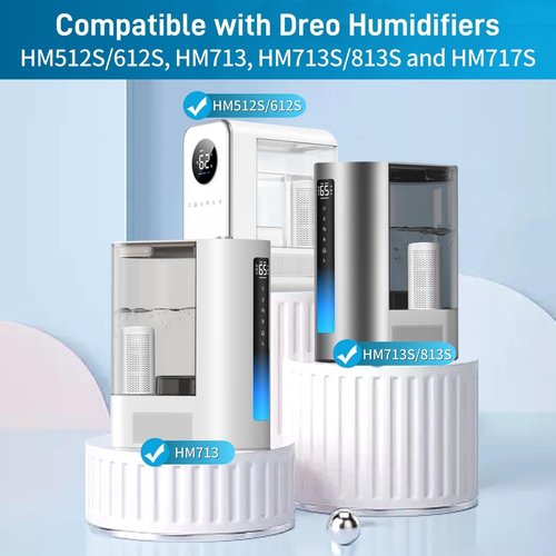 Gazeer 3-Pack Humidifier Demineralization Cartridge Compatible with Dreo Humidifiers HM512S/612S,HM713,HM713S/813S and HM717S Models,Prevents Hard Water Build-Up|Filters Mineral|Eliminate White Dust
