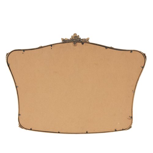 Deco 79 Metal Floral Room Wall Mirror Orante Antique Curved Entryway Mirror, Wall Mounted Mirror 36" x 2" x 26", Gold