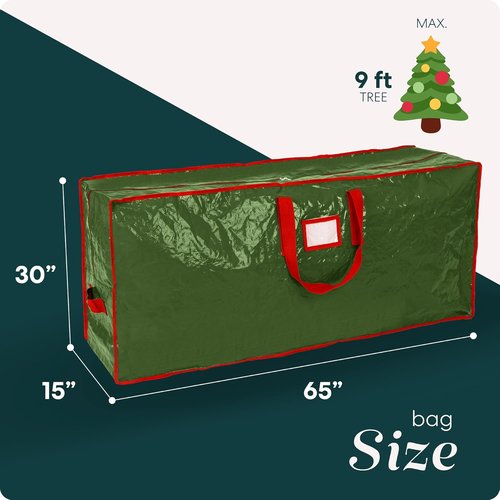 Christmas Tree Storage Bag - Durable Waterproof Zippered Bag for 9-Foot Artificial Trees | Protects Against Dust and Moisture (Green)