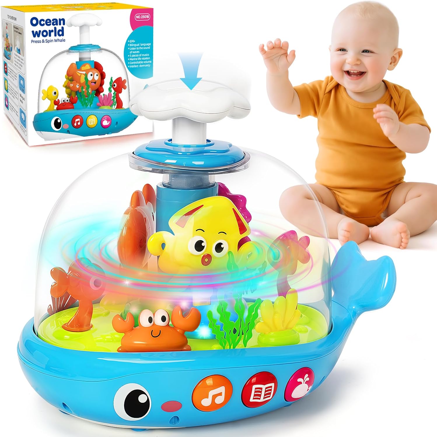 Skiennix Musical Aquarium Baby Toy - Early Learning Sound & Light Features | 6-12 Months