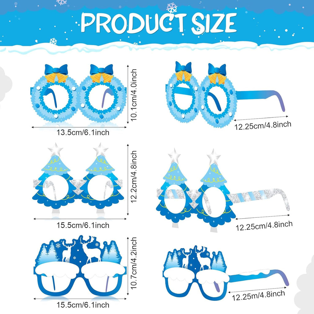 Skiennix Snowflake Paper Eyeglasses - 36 Pcs Winter Wonderland Party Decorations | Perfect for Christmas & Baby Showers