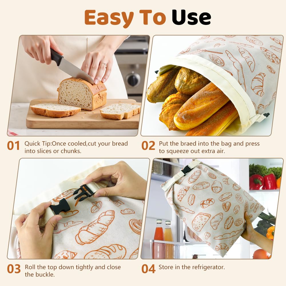 Beeswax Bread Bags for Homemade bread,2 Pack Sourdough Bread Bags,Reusable Bread Bourdough Storage