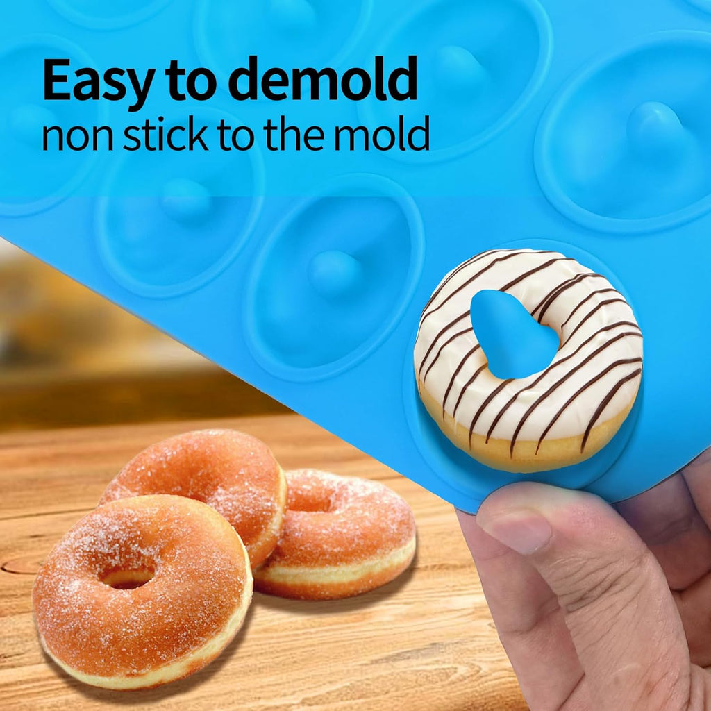 Skiennix Silicone Donut Pan - 12-Hole Mini Donut Molds | Heat Resistant & Non-Stick, Dishwasher Safe