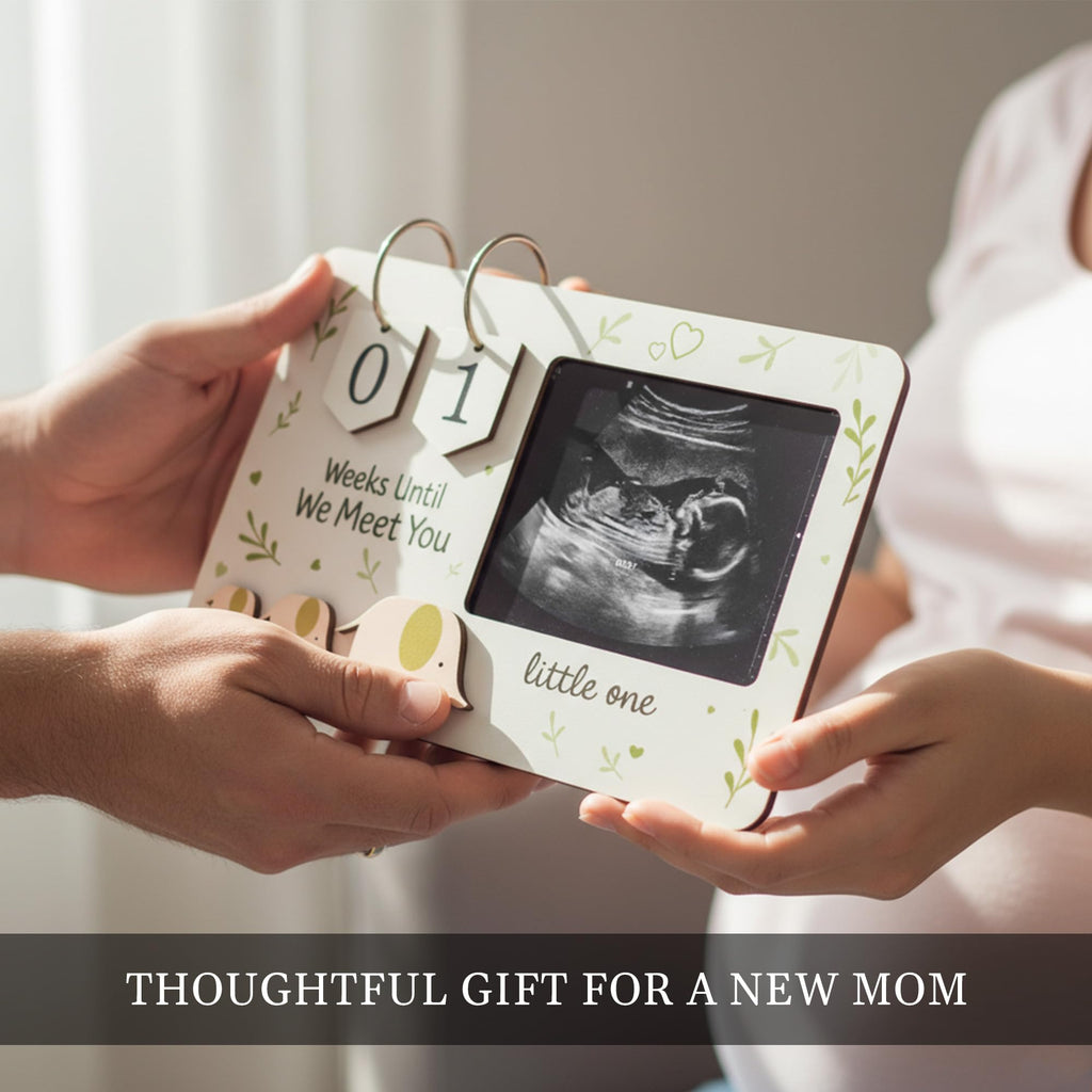 Sensemory Sonogram Picture Frame, Ultrasound Picture Frames with Baby Countdown Weeks, Best Pregnancy Gifts for Expecting Mom, First Mothers Day Gifts for New Mom, New Parents, Moms Dad To Be (White)