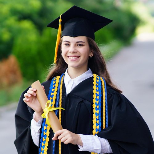 FYSUIMU Graduation Leis - 4 Pcs Blue, Gold & White Honor Cords with Tassels | Perfect for College & High School Grad Parties
