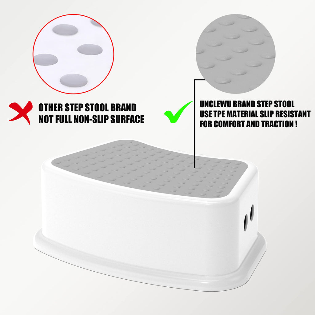 Step Stool for Kids (2 Pack) – Toddler Potty Training Stool with Non-Slip Grip, Lightweight Step Up Stool for Bathroom, Kitchen, Bedroom, Toy Room & Living Room (Gray White)
