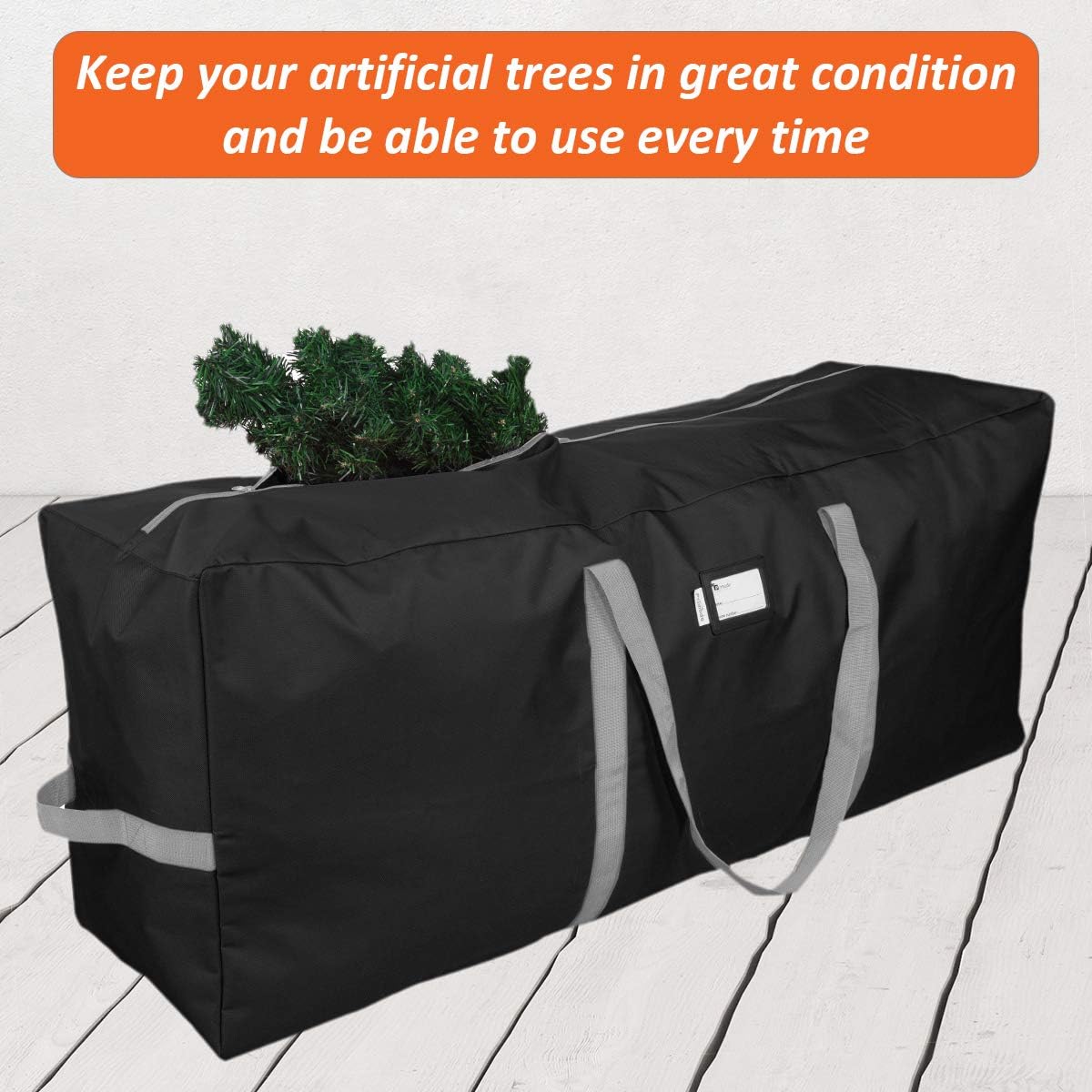 Primode Heavy Duty Christmas Tree Storage Bag - Fits 9 Ft Trees | Durable 600D Oxford Material, Black