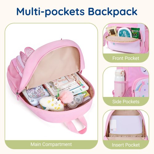 mommore Kids Backpack Preschool Kindergarten Backpack for Girls 4-6 Butterfly Girl Bookbag 15” for Elementary School