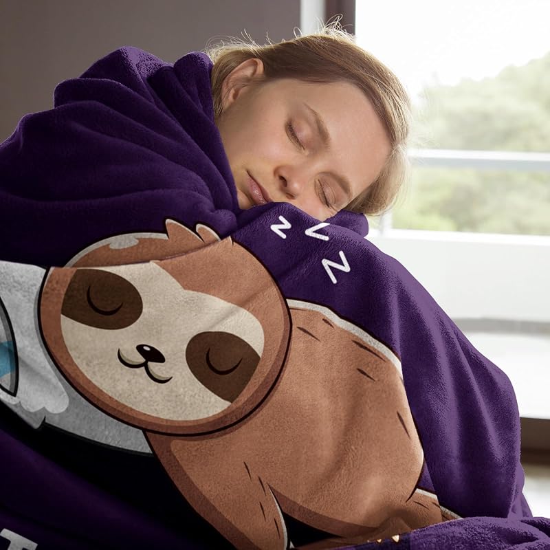 Grandma Is Charging Sloth Blanket 60x50 in Purple – Funny Gift for Grandma