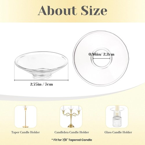 Hewory Glass Bobeches - 3 PCS Candle Drip Protectors for Taper Holders | Clear Round Design