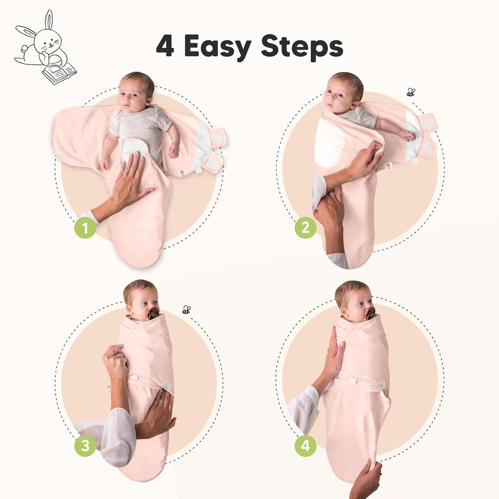 Organic Baby Swaddle Sleep Sacks by [Brand Name] - Soft & Snug for Newborns 0-3 Months | 3-Pack in Angelic