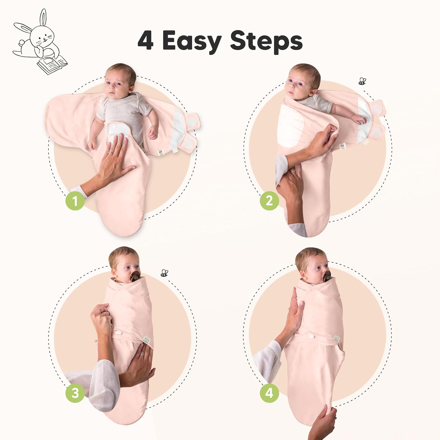 Organic Baby Swaddle Sleep Sacks by [Brand Name] - Soft & Snug for Newborns 0-3 Months | 3-Pack in Angelic