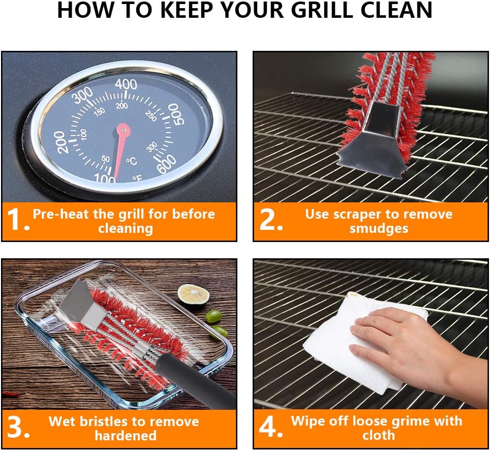 XSUPER Nylon Grill Brush - 3-in-1 BBQ Cleaning Tool with Scraper | 18" Universal Fit for Perfect Grilling