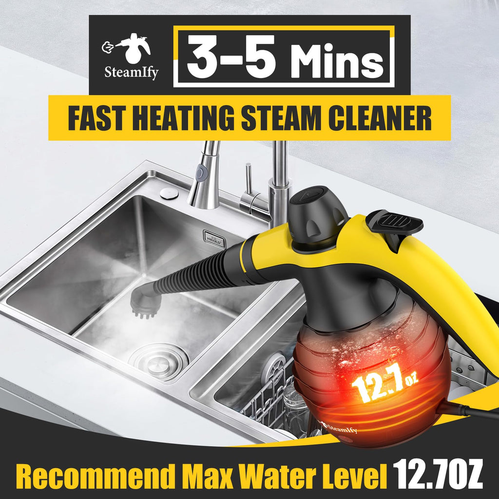 Pressurized Deep Cleaning Steam Cleaner, Multi-Surface Nature Steamer with Safety Lock & 10Pcs Accessories, Powerful Handheld Steam Cleaner for Home, Car, Furniture, Bathroom, Window, Grease, Grout