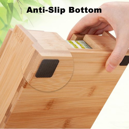 MOLEDINO Flat Napkin Holder for Table with Lid 13"x13", Large Modern Square Paper Napkin Holder for Dining Dinner Kitchen Cocktail Farmhouse Outdoor, Porta Servilletas de Mesa Elegantes (Bamboo)