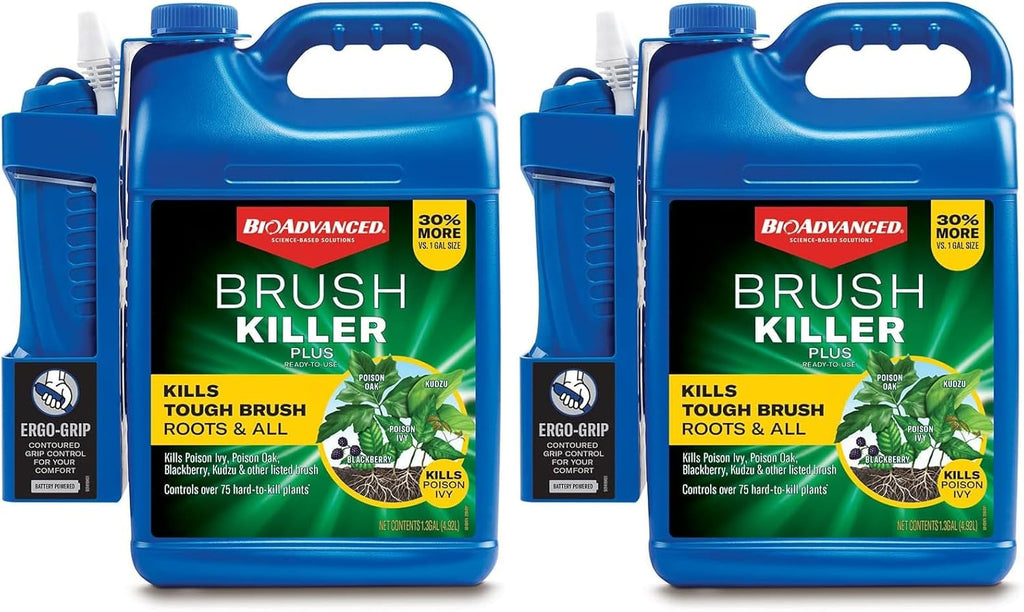 BioAdvanced Brush Killer Plus - Ready-to-Use Herbicide | 1.3 Gal | Effectively Kills Poison Ivy & Tough Brush Roots | Pack of 2