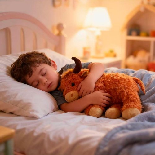 Ecolley Weighted Highland Cow Stuffed Animals for Kids Cuddle Animals Plush Toy for Teens Adults Large Brown Kawaii Plushies Pillow with Soft Fur (20" 3.5 Pound)