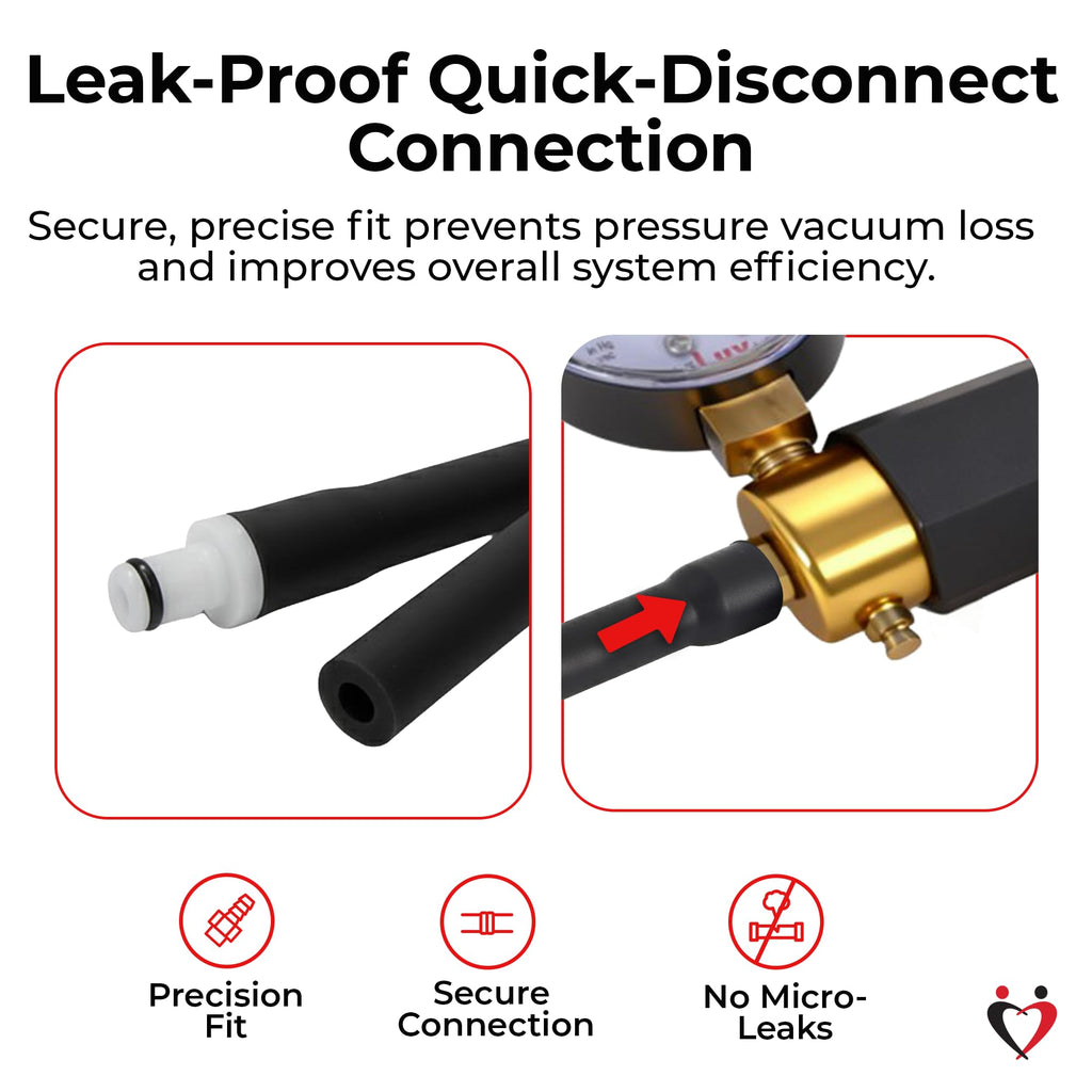 LeLuv Premium Slippery-Coated Silicone Vacuum Hose 1/4 Inch ID x 18 Inch, Non-Collapsible Silicone Tubing with O-Ring Male Disconnect Fitting for Precision Vacuum Tools & Accessories - Matte Black