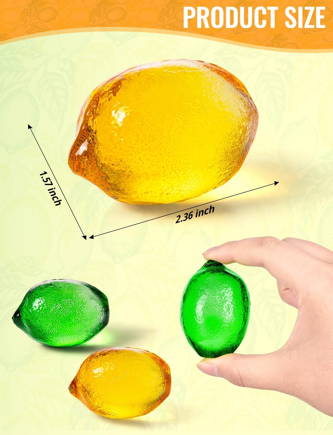 Skiennix Glass Lemon Figurines - 2-Inch Collectible Fruit Decor for Home & Office Table